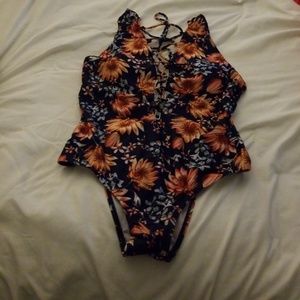 Sunflower lace up swimsuit